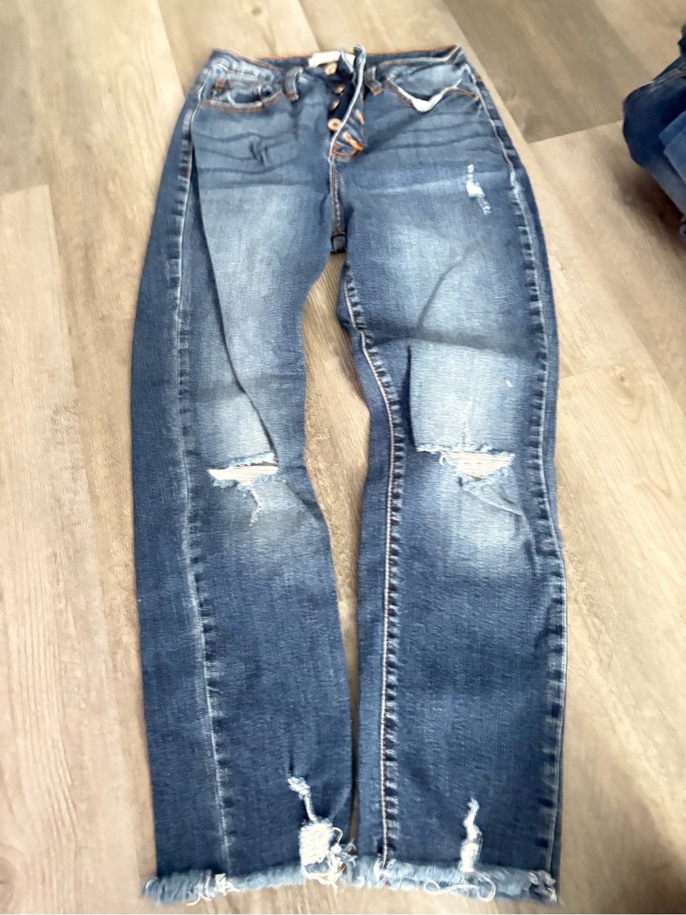 KanCan Medium Blue Denim Jeans with Brown Stitching